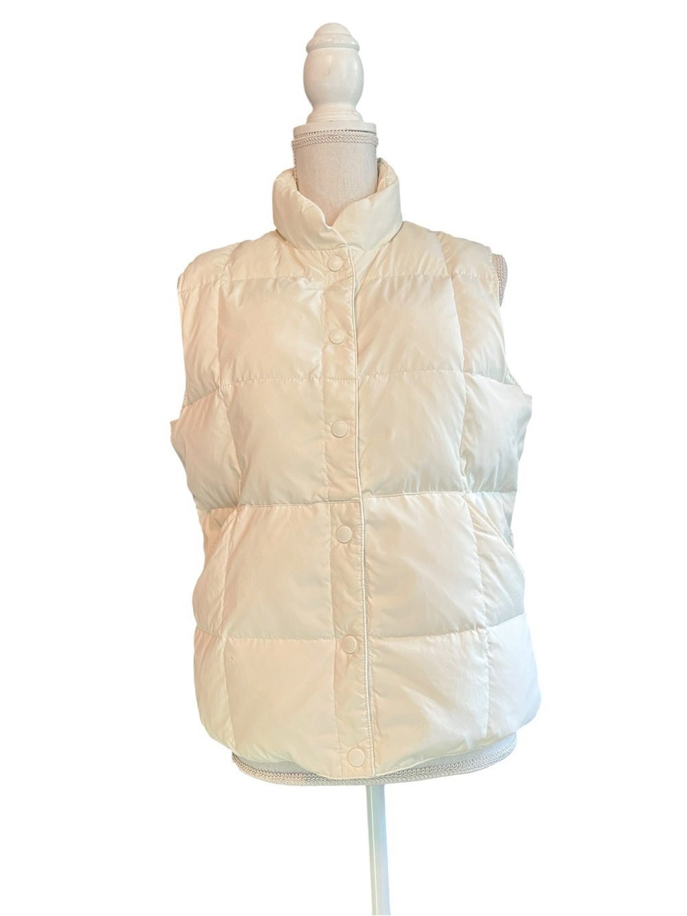 Lands' End Women’s Gorpcore Cream Down Puffer Vest Snaps Size 6-8